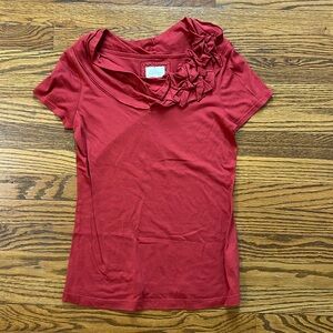 Deletta Red Flower-like Collar Detail Shirt from Anthropologie